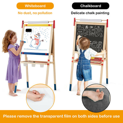 2 IN 1 Kids Art Easel Double Sided Chalk Board Tray
