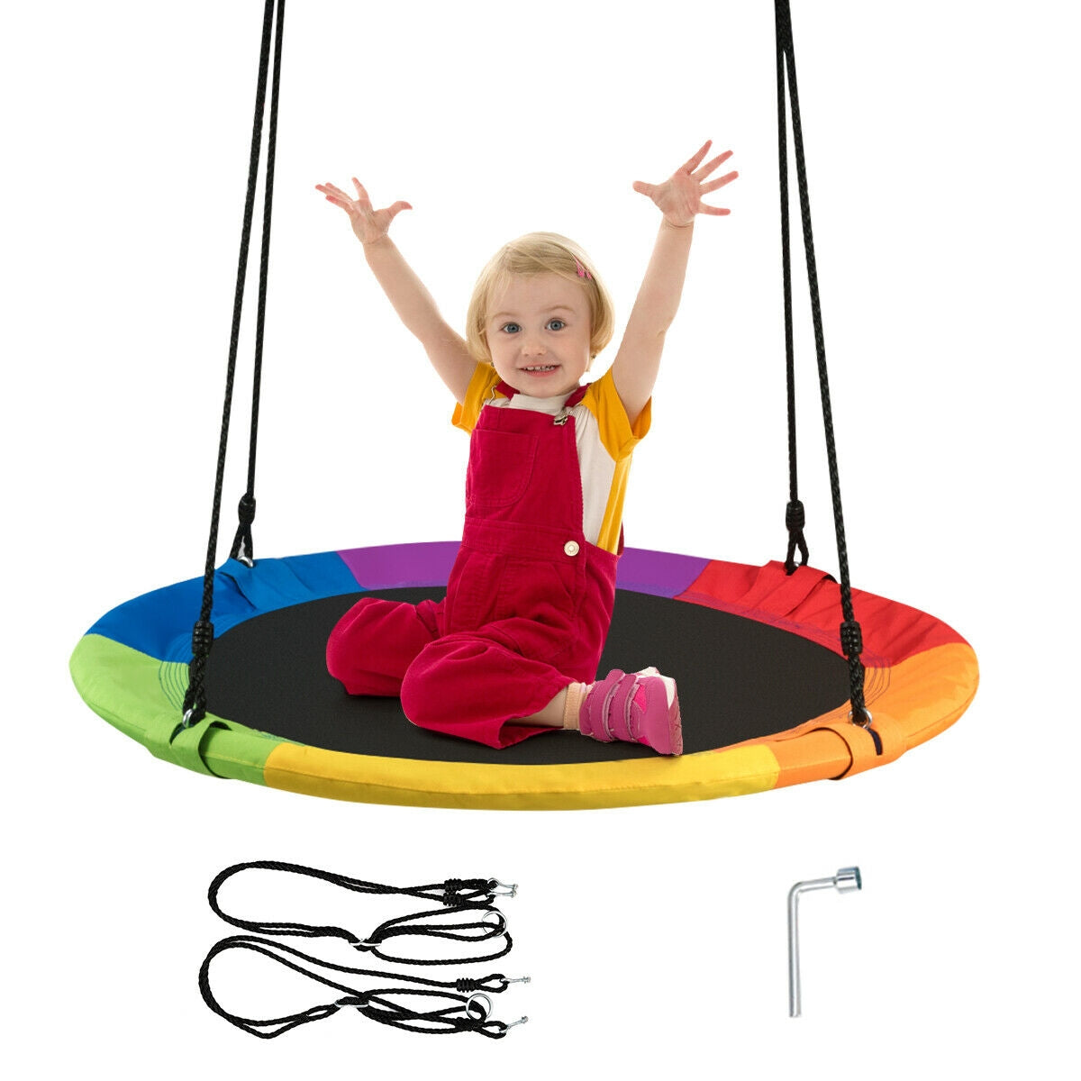 Adjustable Flying Saucer Tree Swing with Multiple Functions for Kids