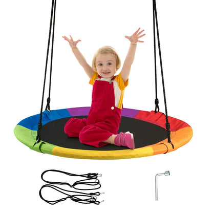 Adjustable Flying Saucer Tree Swing with Multiple Functions for Kids
