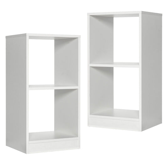 Cube Bookcases Set of 2 for Living Room Bedroom and Office-White