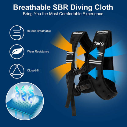 Weighted Vest with Adjustable Buckles and Mesh Bag-15kg