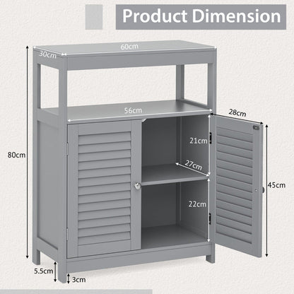 Bathroom Floor Cabinet with Double Shutter Door and Adjustable Shelf-Grey