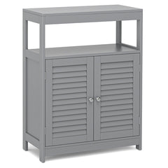 Bathroom Floor Cabinet with Double Shutter Door and Adjustable Shelf-Grey