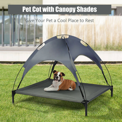 Elevated Pet Cot with Detachable Canopy Shade & Sturdy Steel Frame-XL