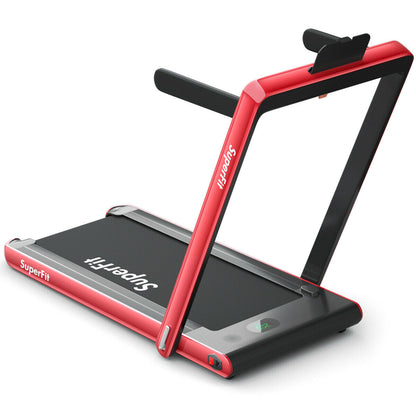 1-12Km/h Folding Bluetooth Electric Treadmill Motorized Portable Running Machine-Red