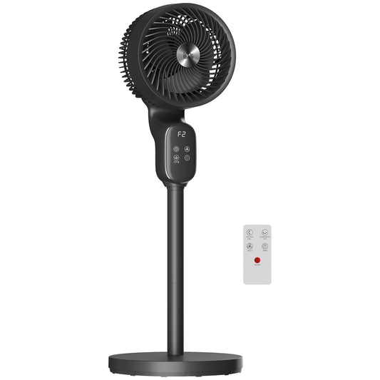HOMCOM 20 dB Silent Standing Fan for Bedroom, 39in Pedestal Fan with Remote, Oscillating, 8 Speeds, Adjustable Height, Black