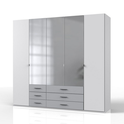BONN 5 Door Wardrobe White and Grey 225cm