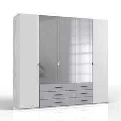 BONN 5 Door Wardrobe White and Grey 225cm