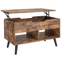 HOMCOM Lift Top Coffee Table with Hidden Storage Living Room Table Metal Legs 75 cm Rustic Brown