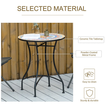 Outsunny _60cm Mosaic Outdoor Patio Table - Red