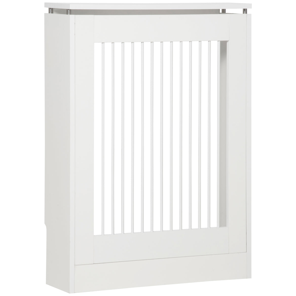 HOMCOM Radiator Cover Vertical Slatted Grille Heater Cover Top Shelf MDF Steel for Heat Circulation 60 x 18 x 84 cm White