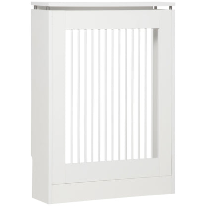 HOMCOM Radiator Cover Vertical Slatted Grille Heater Cover Top Shelf MDF Steel for Heat Circulation 60 x 18 x 84 cm White