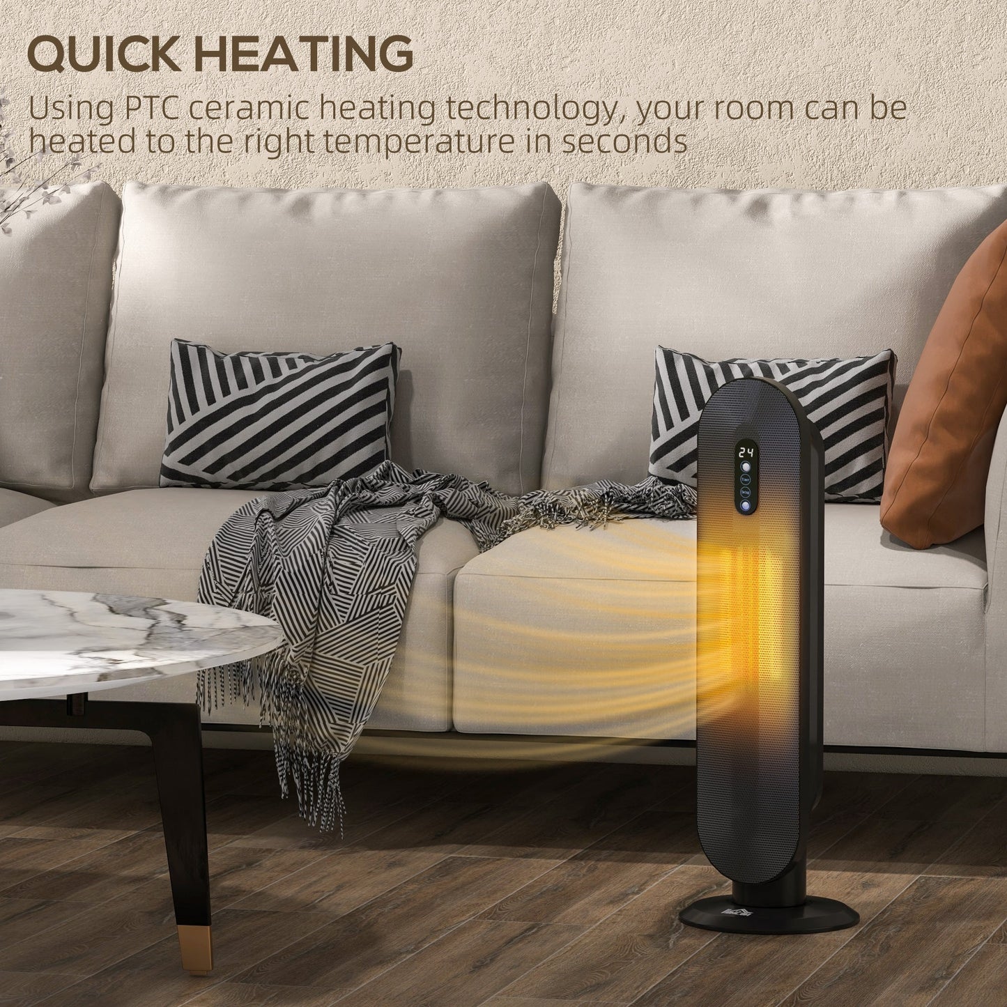 HOMCOM 45 Oscillating Ceramic Space Heater, with Remote - Black