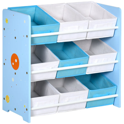 ZONEKIZ Kids Storage Rack, with Nine Removable Baskets, for Nursery, Bedroom, Playroom - Blue