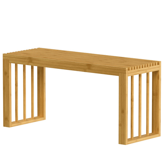 HOMCOM 90 cm Bamboo Shoe Bench Backless Hallway Bench Seat, Wood Indoor Decor for Entryway, Natural
