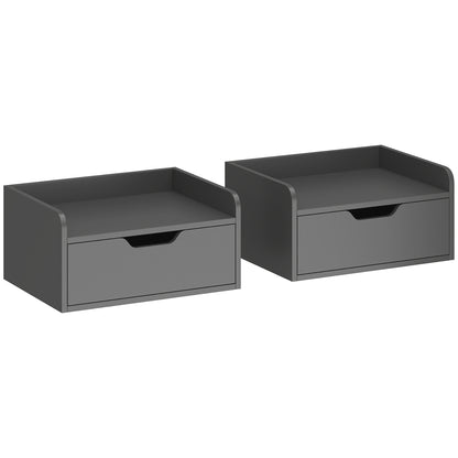HOMCOM Floating Nightstands Set of 2, Wall Mounted Bedside Table with Drawer for Bedroom, Black