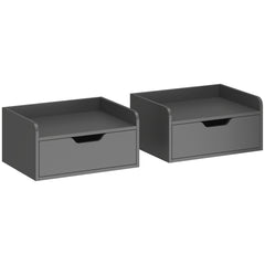HOMCOM Floating Nightstands Set of 2, Wall Mounted Bedside Table with Drawer for Bedroom, Black