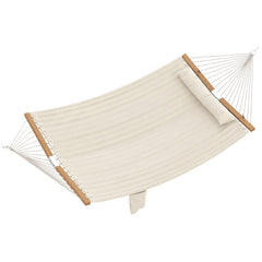 Outsunny Double Hammock 2 Person Swing Bed with Spreader Bars, Pillows, Pad, 200 x 140cm, Cream White