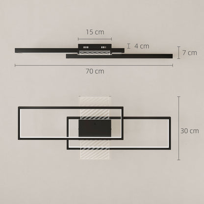 HOMCOM LED Ceiling Light, Modern Dimmable Ceiling Light with Wall Switch & Remote Control, Flush Mount Ceiling Lamp with 3000-6000K Colour Temperatures for Living Room, Bedroom, Black