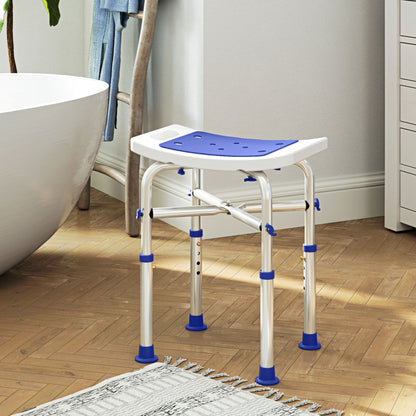 HOMCOM 44-51.5cm Aluminium Frame Shower/Bath Stool - White