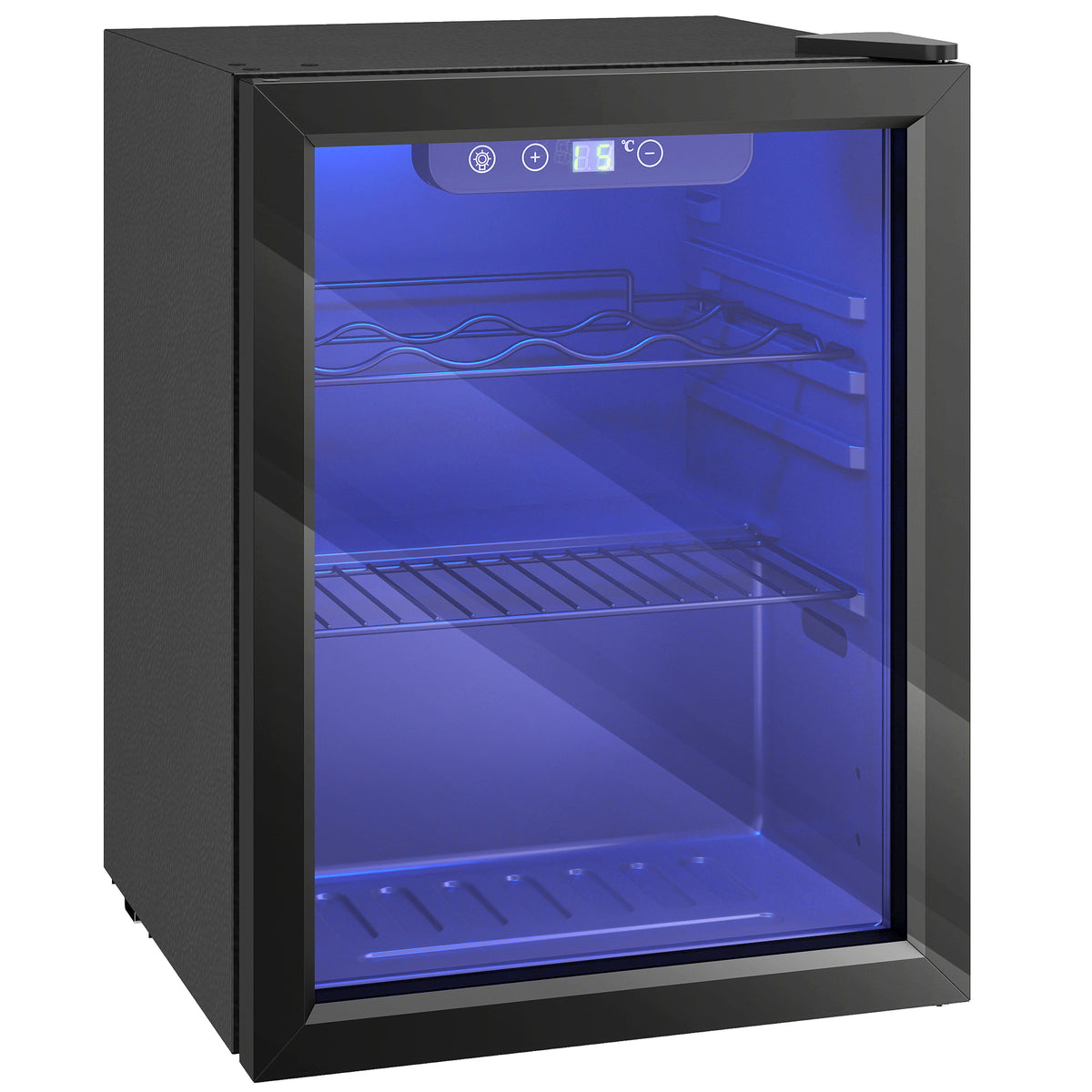 HOMCOM 16 Bottle Wine Cooler, 48 Litre Capacity, 4-16°C Tabletop Counter Drinks Wine Fridge with Glass Door, LED Light, Black