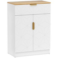 HOMCOM Sideboard Storage Cabinet, Modern Storage Cupboard with Drawer and Adjustable Shelf for Living Room, Kitchen, Dining Room, Entryway, White