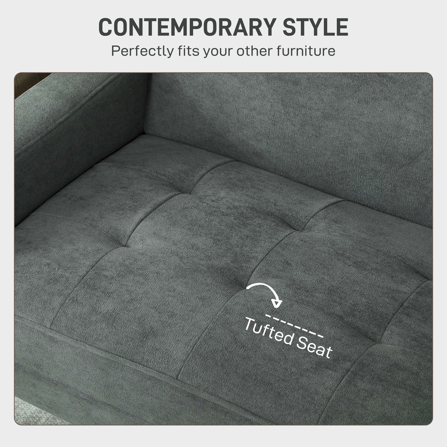 HOMCOM Two-Seater Velvet-Feel Sofa - Grey