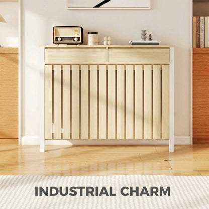 HOMCOM 93 x 119cm Rustic-Look Radiator Cover - Oak