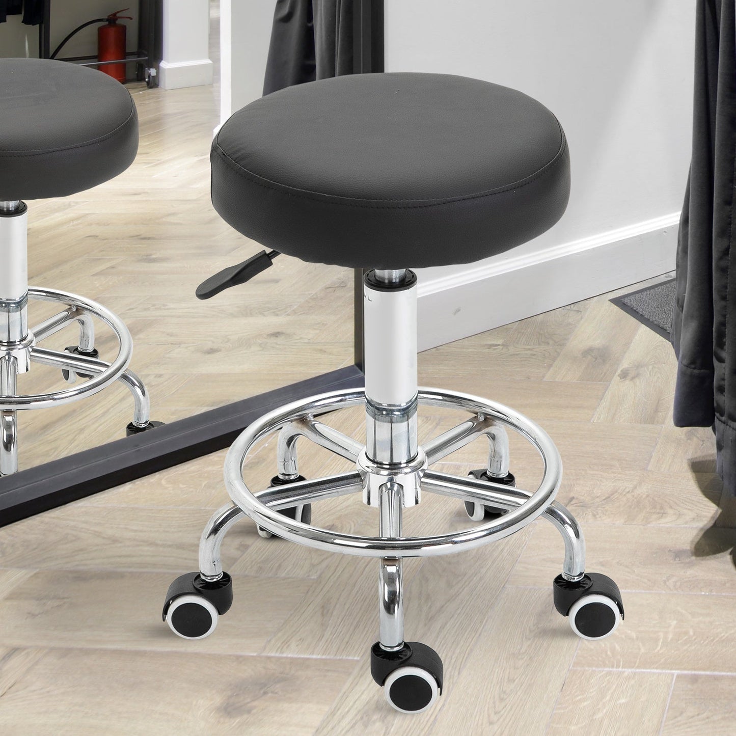 Vinsetto PU Leather Height Adjustable Swivel Salon Stool Black