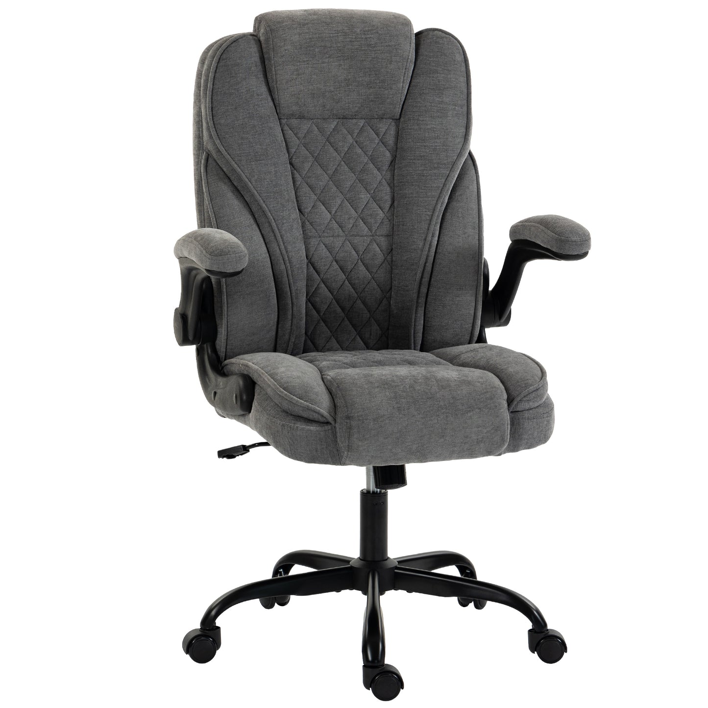 HOMCOM Office Chair, Ergonomic Desk Chair with Flip-up Armrest, Pocket Springs, Swivel Wheels, Adjustable Height, Grey