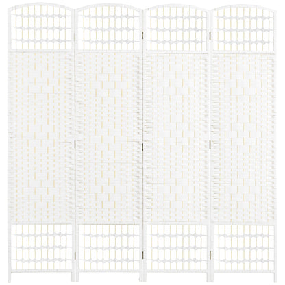 HOMCOM 4 Panel Folding Room Divider, Privacy Screen, Freestanding Paravent Partition Separator for Living Room, Bedroom and Office, 160 x 170cm, White