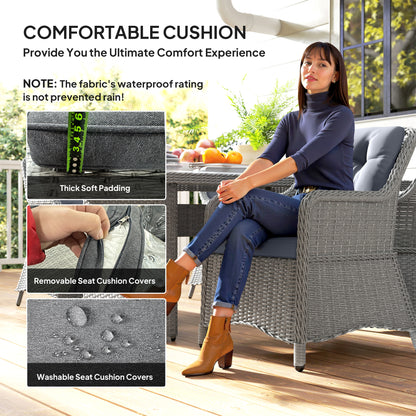 Outsunny Seven-Piece Rattan Dining Set - Mixed Grey