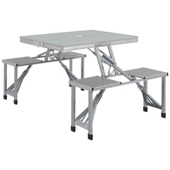 Outsunny Folding Picnic Table with 4 Seats and Umbrella Hole - Grey