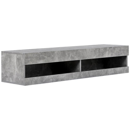 Wall-Mounted Modern TV Stand with LED Lights, Remote-Controlled RGB Lighting, Spacious Storage, 140x40x30.5 cm, Grey