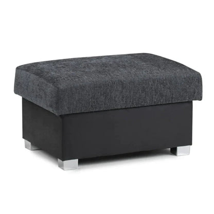 Ferol Fabric Footstool - Black/Grey