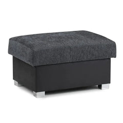 Ferol Fabric Footstool - Black/Grey