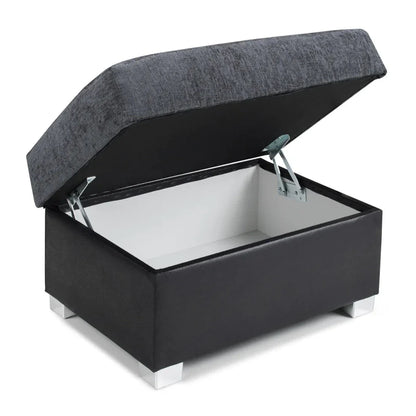 Ferol Fabric Footstool - Black/Grey