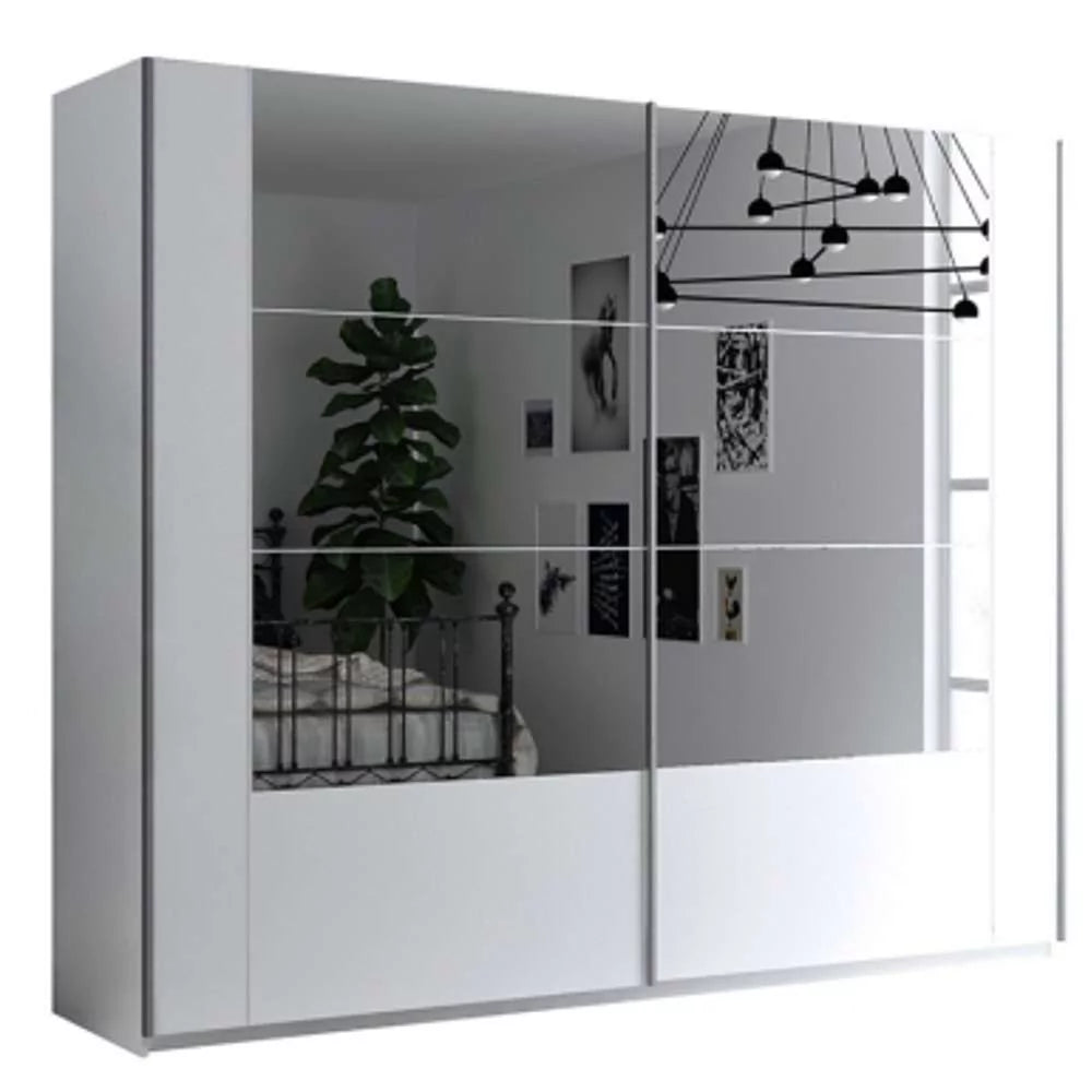 Diego 250cm Sliding Door Wardrobe - White and Grey