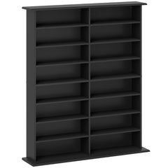 HOMCOM 16-Compartment Media Shelf - Black