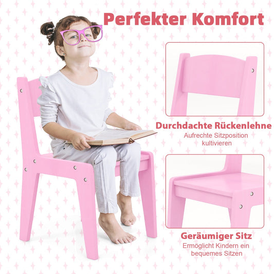 Kids Vanity Table and Chair Set with Shelves Drawer and Cabinet-Pink