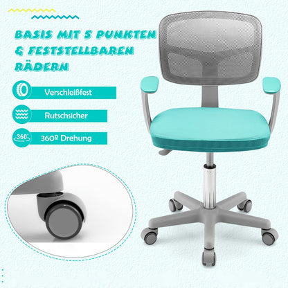 Childrens Desk Chair Childrens Computer Chair with Adjustable Height Turquoise