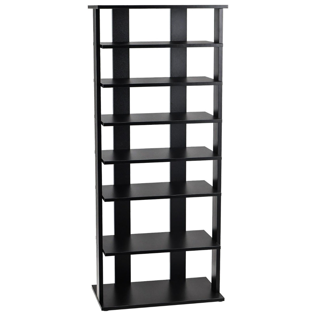 Height adjustable 8 tier wooden shoe rack freestanding corner shelf brown