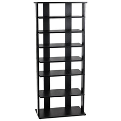 Height adjustable 8 tier wooden shoe rack freestanding corner shelf brown
