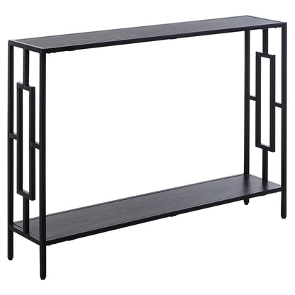 HOMCOM Industrial Console Table with Storage Shelf, Narrow Hallway Dressing Desk with Metal Frame for Living Room, Bedroom, Grey and Black