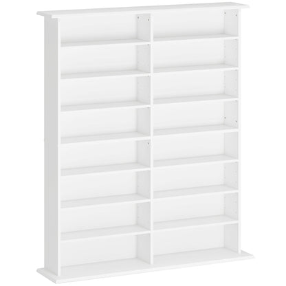 HOMCOM 16-Compartment Media Shelf- White