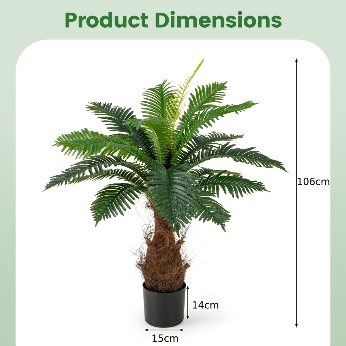 Set of 2 Artificial Cycas Tree 106 CM Palm Paradise Plant