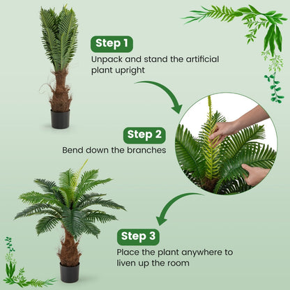 Set of 2 Artificial Cycas Tree 106 CM Palm Paradise Plant