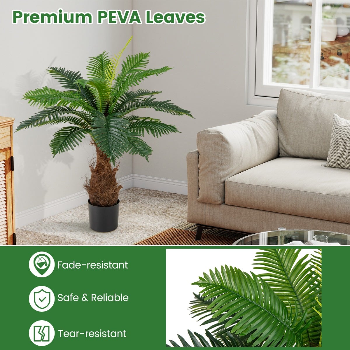 Set of 2 Artificial Cycas Tree 106 CM Palm Paradise Plant