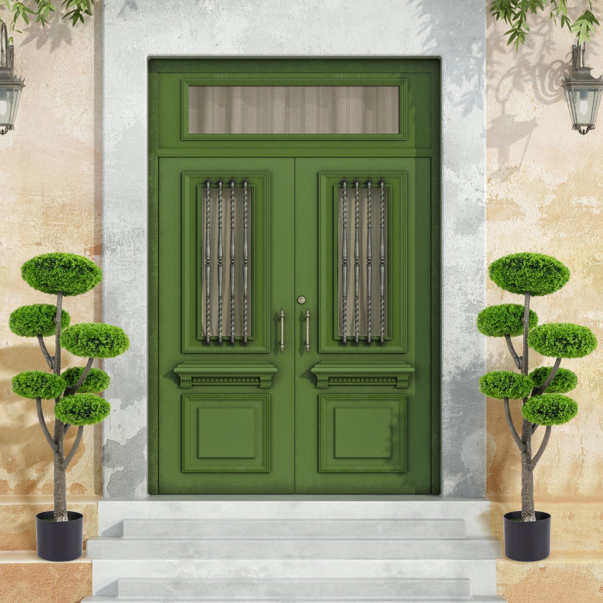 Set of 2 Fake Shrub Plant Cedar Tree