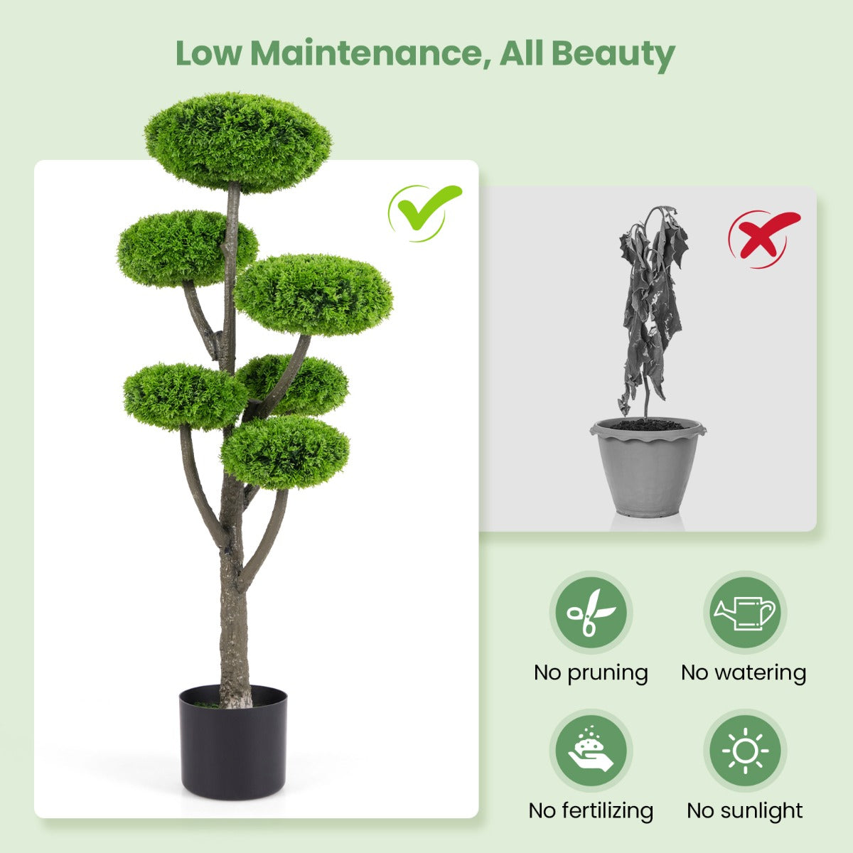 Set of 2 Fake Shrub Plant Cedar Tree